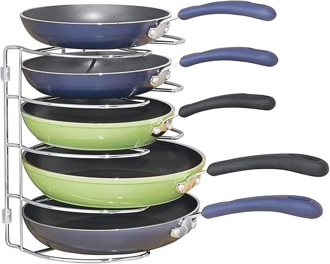 InterDesign Classico Kitchen Cabinet Storage Organizer for Skillets, Pans - Vertical, Chrome by iDesign
