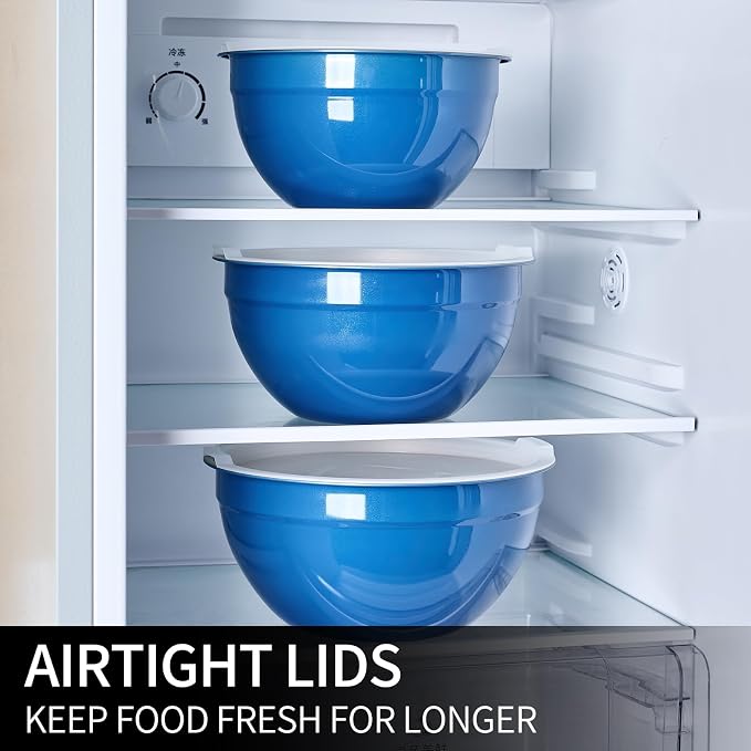 Blue Mixing Bowls with Lids Set of 7, Stainless Steel Nesting Bowl with Khaki Lid for Non-slip Mixing Prepping Storing Serving, 7 Sizes-7/3.6/2.7/2.1/1.5/1/0.8 QT - Image 7