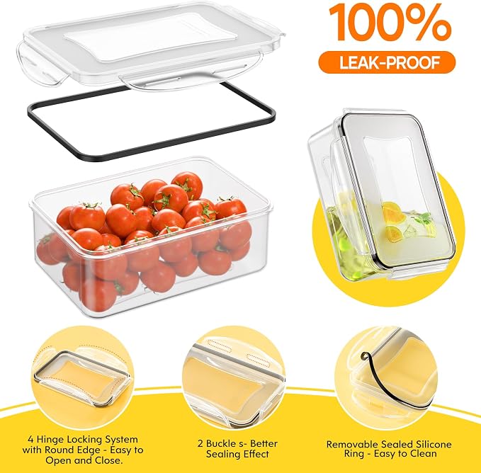 52 PCS Food Storage Containers with Lids Airtight (26 Lids & 26 Containers)- Reusable Plastic Leakproof Meal-Prep Container for Kitchen Storage Organization Microwave/Dishwasher Safe with Labels & Pen - Image 3