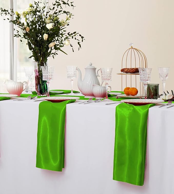 MDS® Pack of 100 Satin Napkins 12 x 12 Inch, Soft Silky Reusable Cloth Dinner Table Napkins for Wedding Décor, Reception, Birthday, Parties, Banquets, Catering, Restaurants & Hotel - Parrot Green - Image 5