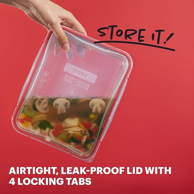 Pyrex Freshlock (4-Pack) Mixed Sized Glass Food Storage Containers Set | Meal prep containers with airtight locking lids, meal prep, dishwasher & microwave safe - Image 4