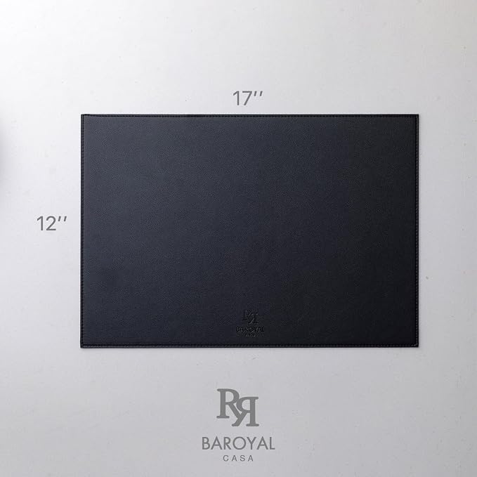 Baroyal Faux Leather Placemats Set of 4 Vinyl Washable Wipeable Table Mats for Kitchen Dining Table Heat Resistant Waterproof Modern Indoor/Outdoor Placemats Non-Slip Easy Clean Place Mats (Black) - Image 7