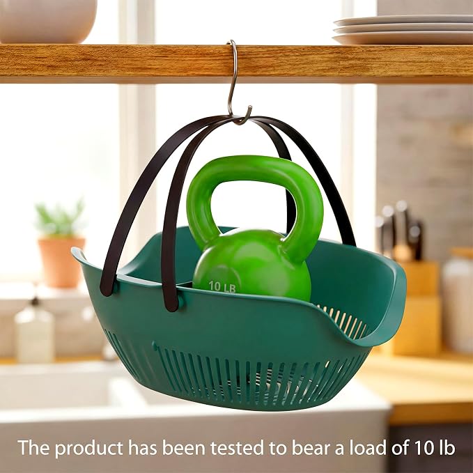 Nuogo 3 Pcs Garden Harvest Basket Removable Partitions with Tool Caddy for Collecting Carrying and Cleaning Harvesting Basket Doubles Colander for Vegetables and Fruits Garden Accessories(Dark Green) - Image 3