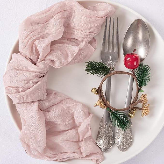 Cloth Napkins Set of 100 21"x21" Reusable Cheesecloth Napkins Dusty Pink | Boho Rustic Dinner Napkins Washable Gauze Table Napkins Cloth Hemmed Edges for Wedding Bridal Shower Family Gathering Decor - Image 6
