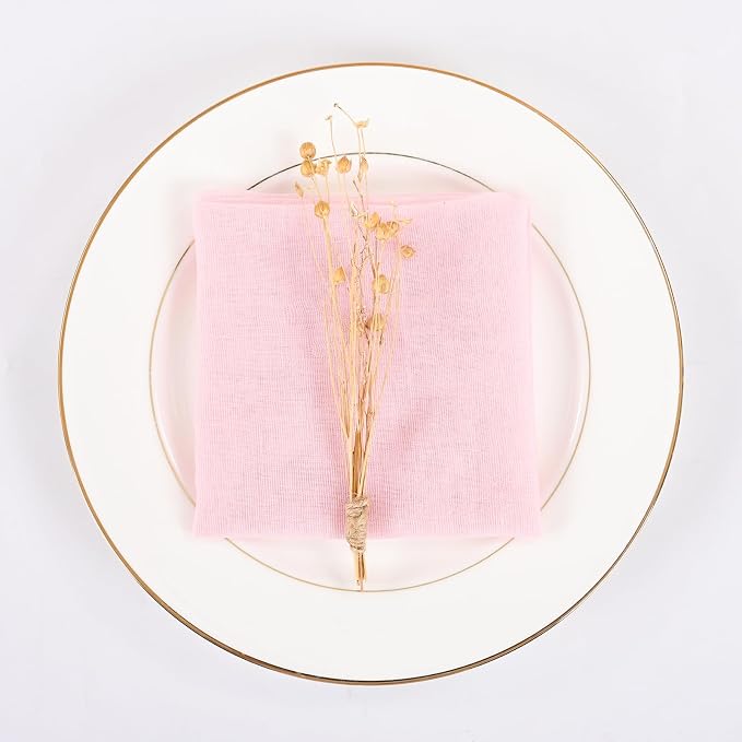 Pink Cheesecloth Napkins - Bulk Set of 100, 20x20 Inch Washable and Reusable Boho Cotton Gauze Light Pink Cloth Napkins for Weddings, Bridal Girl Baby Shower, Party and Banquet - Image 3