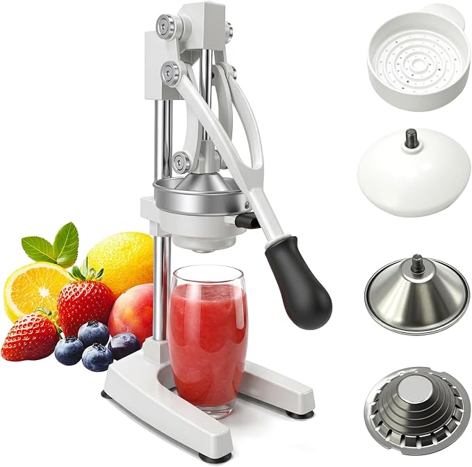 Manual Juicer Commercial Citrus Juicer Press with Suction Base Heavy Duty Lemon Squeezer 2-in-1 Dual Head Stainless Steel Cone for Orange Grapefruits Pomegranate Easy Clean by SHERBECK
