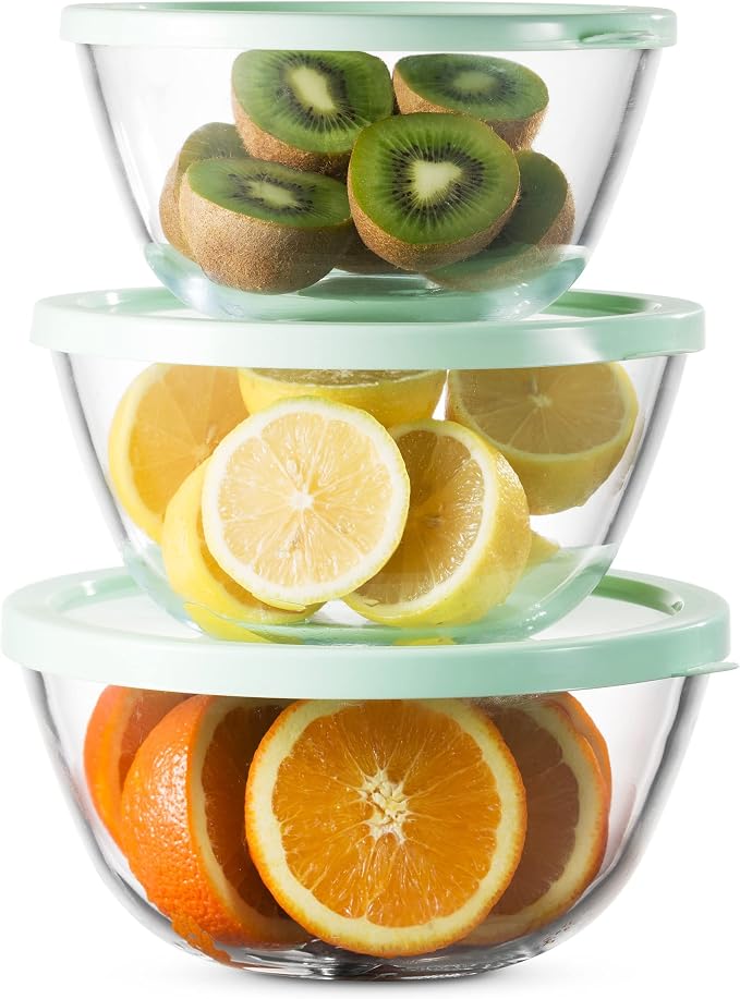 Concept Mixing Bowls with Lids, Glass Nesting Bowls, Space Saving Food Storage Containers, 6 Piece Set by Unknown