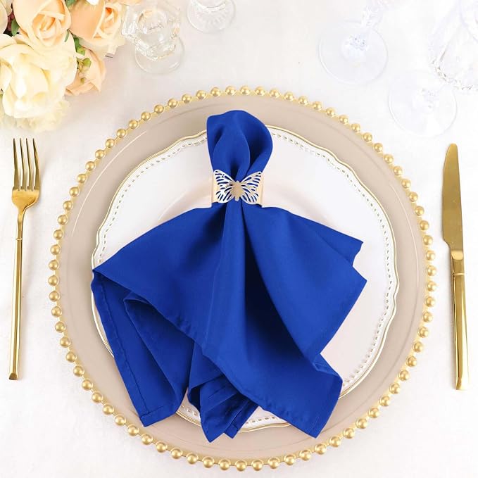 Efavormart Premium Cloth Napkins Set of 50, 17x17 Inch Royal Blue Violet Seamless Dinner Napkins, Washable Linen Table Napkin Cloth with Hemmed Edges for Weddings, Party and Banquet by efavormart