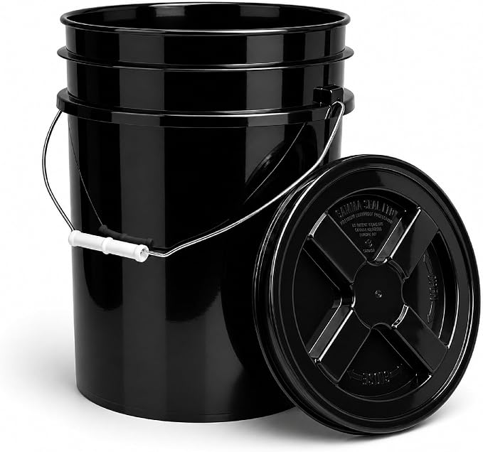 5 Gallon Bucket - Food Grade w/Lid BPA-Free, Black/Black, 3 | Airtight Gamma Seal Screw-On Lid, Heavy-Duty 90 Mil HDPE Plastic, Food Safe and Durable Container, Bulk Storage, Made in USA - Image 8