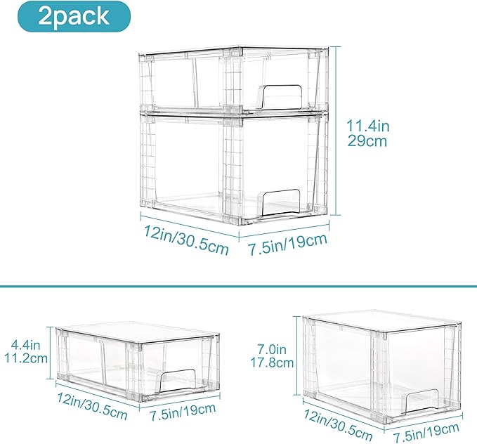 Vtopmart 8 Pack Clear Stackable Storage Drawers - Image 3