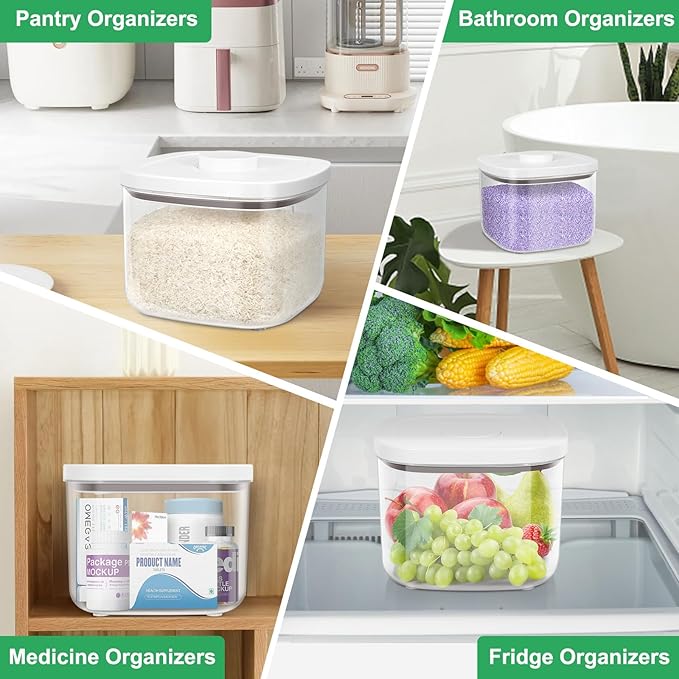 TBMax Large Airtight Food Container 5.28 Qt with Pop Up Lid & Measuring Cup, Ideal for 10 Lbs of Rice or 7 Lbs of Flour, Square Short Food Storage Bin for Kitchen Pantry and Drawer Organization - Image 6
