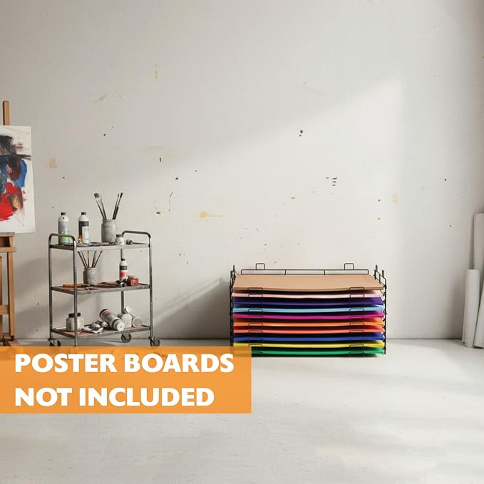 BAZIC Poster Board Display Rack Stackable 10-Slots, Art Drying Racks, Metal Steel Powder Coated, Assembled Size 29.5"x23"x16" (Boards Not Included) | stores and displays 22 x 28 in poster boards upright and separated - Image 4