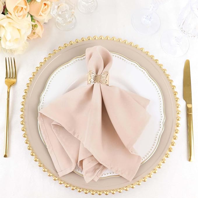 Efavormart Premium Cloth Napkins Set of 10, 17x17 Inch Blush Violet Seamless Dinner Napkins, Washable Linen Table Napkin Cloth with Hemmed Edges for Weddings, Party and Banquet by efavormart