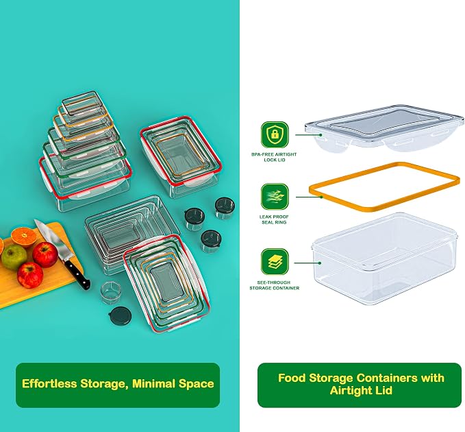70 Pcs Large Food Storage Containers with Lids Airtight-2500ML to Small Box,Total 22812 ML Stackable Kitchen Bowls Set(35 Containers,35 Lids)-BPA Free Leak proof Plastic Boxes-Microwave safe - Image 4