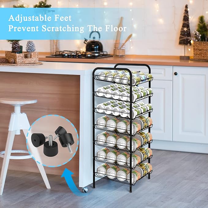 Vrisa Can Organizer for Pantry 7-tier Can Rack Organizer Metal Can Storage Dispenser Rack Holds up to 84 Cans for Canned Food Kitchen Cabinet or Pantry Shelf Black - Image 4