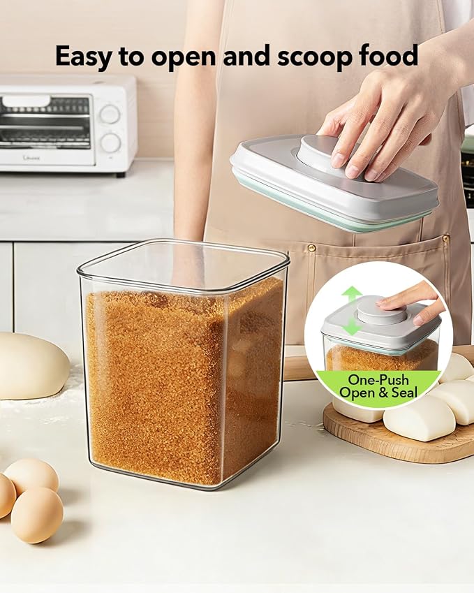 Food Storage Container Sets, 2.8 Qt *2+ 4.2 Qt *4 Airtight Canisters with Lids and 130ml Scoop, BPA-Free Plastic Pantry Containers for Flour, Sugar, Rice - Image 2
