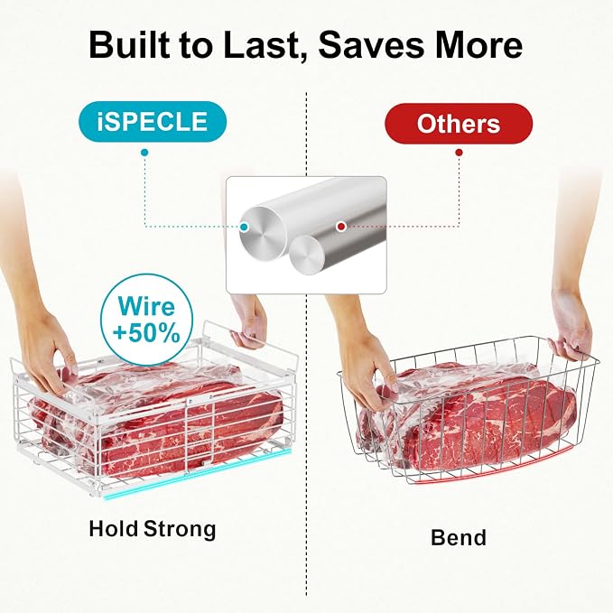 Chest Freezer Organizer - Adjustable Fits Chest Freezer 10-20 Cu Ft | 8 Pack Stackable Wire Baskets, Easy Access & Quick Organization, Sturdy Steel Rack Holds Frozen Meat and Vegetables, White - Image 9