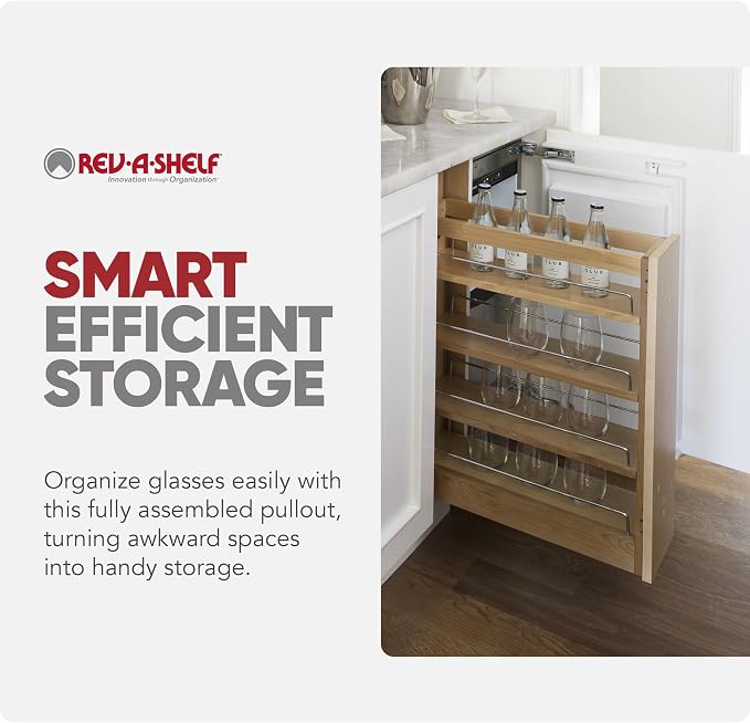 Rev-A-Shelf Maple Pullout Organizer w/Blum Soft-Close for Base Cabinets, Full Extension Slides & Adjustable Shelves Rack, Min Opening Width of 5.5", 448-BCSC-5C - Image 7