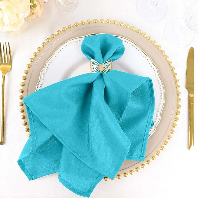 Efavormart Premium Cloth Napkins Set of 10, 20x20 Inch Turquoise Seamless Dinner Napkins, Washable Linen Table Napkin Cloth with Hemmed Edges for Weddings, Party and Banquet by efavormart