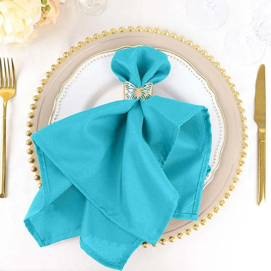 Efavormart Premium Cloth Napkins Set of 50, 20x20 Inch Turquoise Seamless Dinner Napkins, Washable Linen Table Napkin Cloth with Hemmed Edges for Weddings, Party and Banquet by efavormart