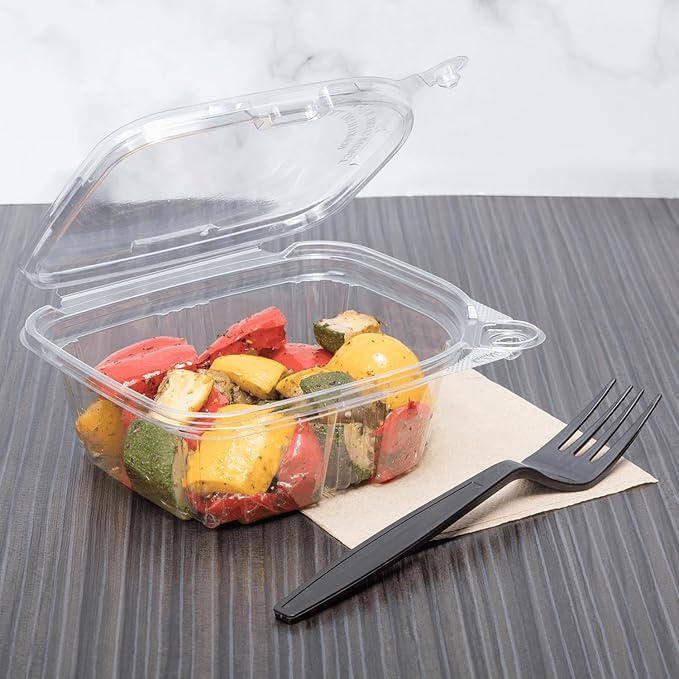 Karat 12oz PET Tamper Resistant Hinged Deli Container [200 ct] - Plastic Clamshell Food Containers, Easy Open Pull-Tab for Restaurants & Takeout - Image 2