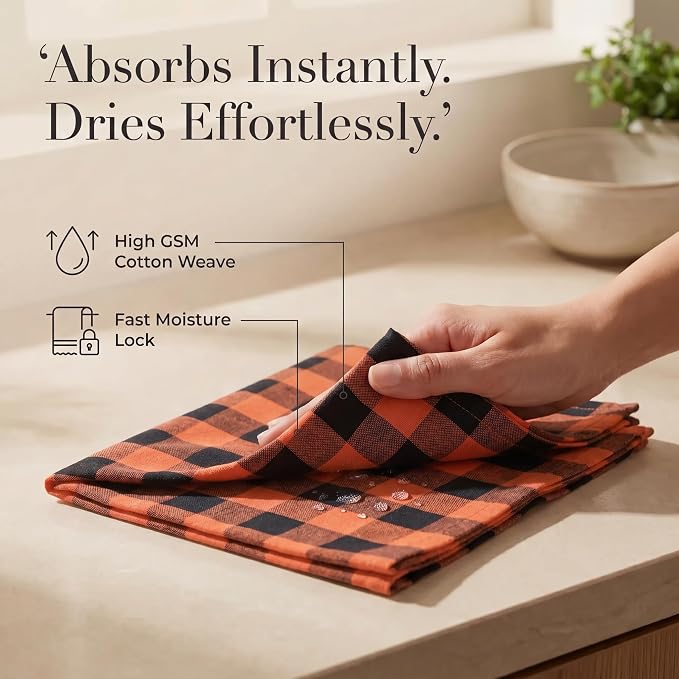 Urban Villa Cloth Napkins Cotton 12x12 (Set of 12) Orange/Black - Image 3