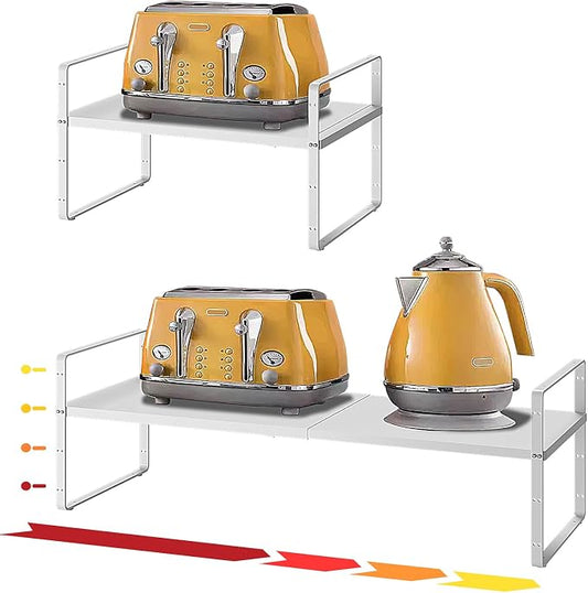 16.5~27.1" Expandable Shelf，1Pack 8.1" Wide Adjustable Height Cabinet Shelves，White by Unknown