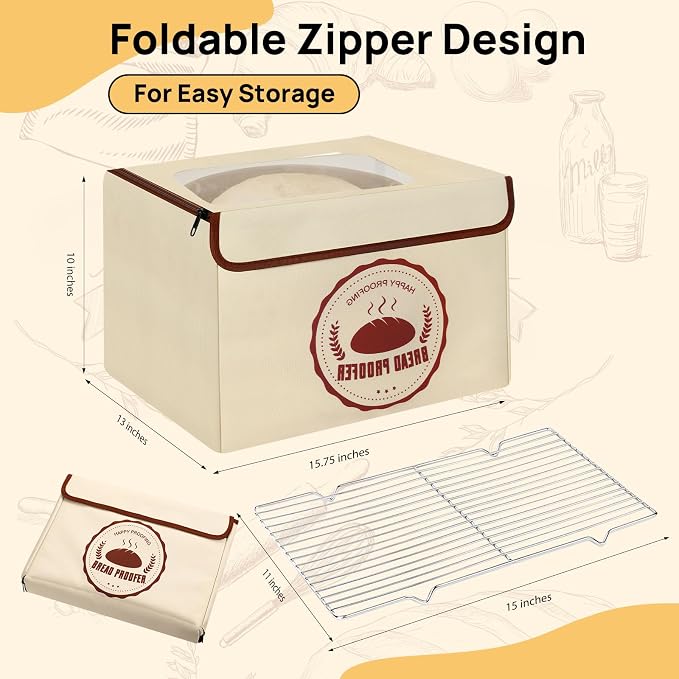 Versatile Dough Proofer Warming Box Adjustable Temperature Timer Control Bread Proofing Box Collapsible Design Sourdough Proofing Container for Making Bread - Image 5