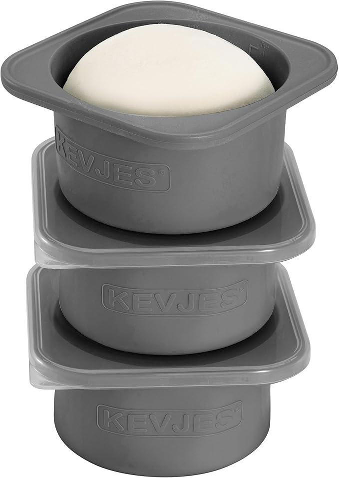 PLUS Large 1000ml Pizza Dough Proofing Boxes for DIY Artisan Pizza, Food Grade Silicone Stackable Containers with Lids. Freezer, Fridge, Dishwasher Safe (3Space Grey Plus) by kevjes