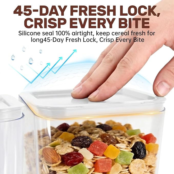 Cereal Dispenser Countertop 2 Pack 3L, 6L Large Dual Control | Airtight Cereal Containers Storage for Kitchen Pantry, Dry Food Dispenser for Cereal, Rice, Grains, Candy, Coffee Beans - Image 2