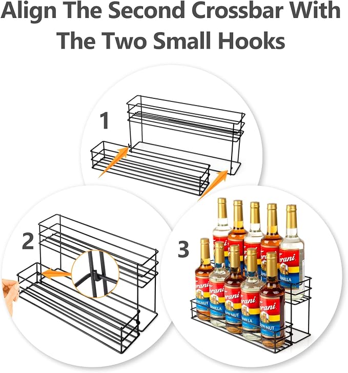 10 Bottle Capacity Coffee Syrup Organizer 2 Tier Coffee Syrup Stand Shelf for Coffee Bar Kitchen Small Wine Rack for Bar Family Storage for Syrup Wine Dressing - Image 2