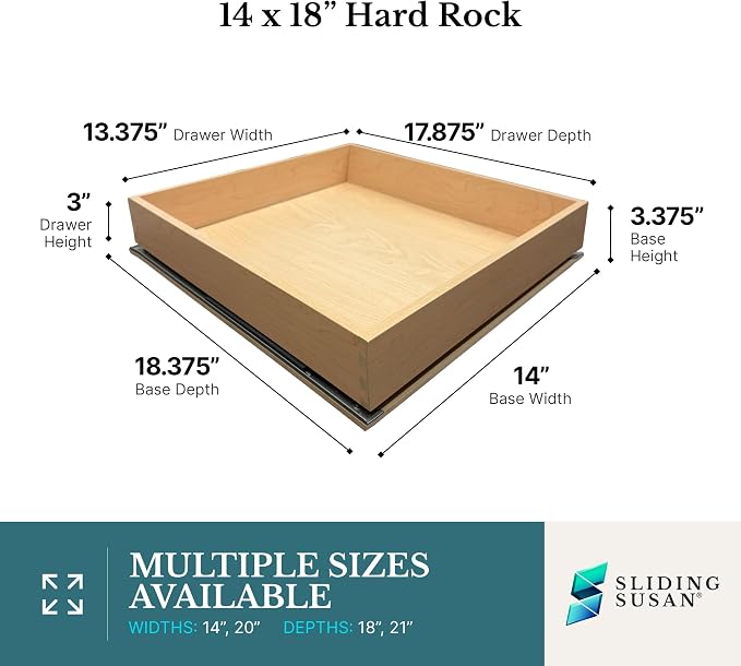 HardRock MDF Pull-Out Cabinet Drawer Organizer 14"W x 18"D | Heavy Duty (100Lbs) Wooden Pullout Inserts, Soft Close Sliding Shelf for Kitchen Cabinets, Pantry, Storages - Fully Assembled - Image 3