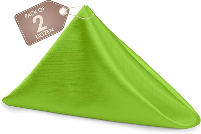 17 x 17-Inch Shantung Satin Cloth Napkins, Lime, Set of 24 by UltimateTextile