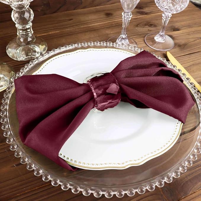 Efavormart Premium Cloth Napkins Set of 100, 17x17 Inch Burgundy Violet Seamless Dinner Napkins, Washable Linen Table Napkin Cloth with Hemmed Edges for Weddings, Party and Banquet - Image 6