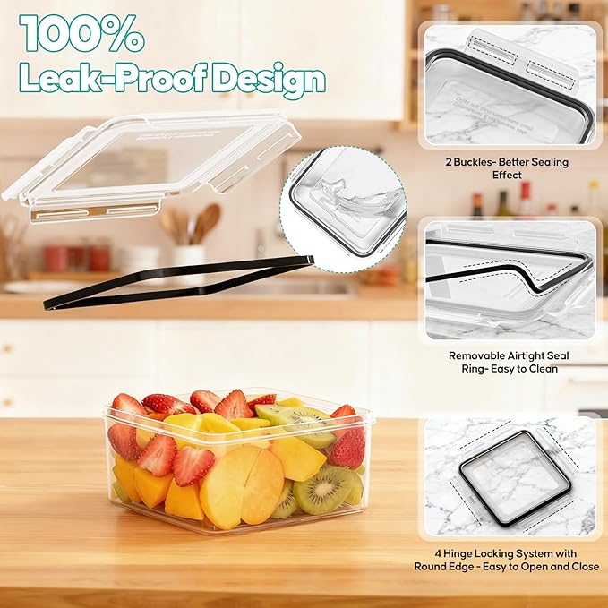 40 Pcs Food Storage Containers with Lids Airtight (20 Lids & 20 Containers)- Reusable Plastic Leakproof Meal-Prep Container for Kitchen Storage Organization Microwave/Dishwasher Safe with Labels & Pen - Image 4