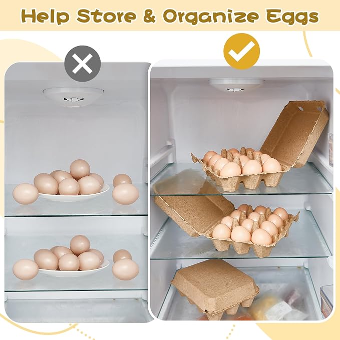 Rtteri 200 Pcs Egg Cartons Bulk 3x4 Style Egg Storage Containers Holder for Fresh Duck Quail Storage Kitchen Family Farmhouse (Natural Color) - Image 6