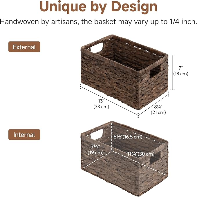 StorageWorks Storage Baskets for Organizing,Hyacinth Storage Baskets,2-Pack | Water Hyacinth Baskets for Shelves, Decorative Baskets for Home Decor, Decorative Baskets for Shelves, Woven Baskets - Image 2