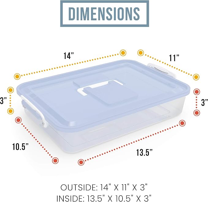 Chef Pomodoro Pizza Dough Proofing Box with Lid, 14x11 In, Blue | ABS plastic pizza dough proofing container, fits 4-6 dough balls, stackable, transparent lid, carry handle - Image 5