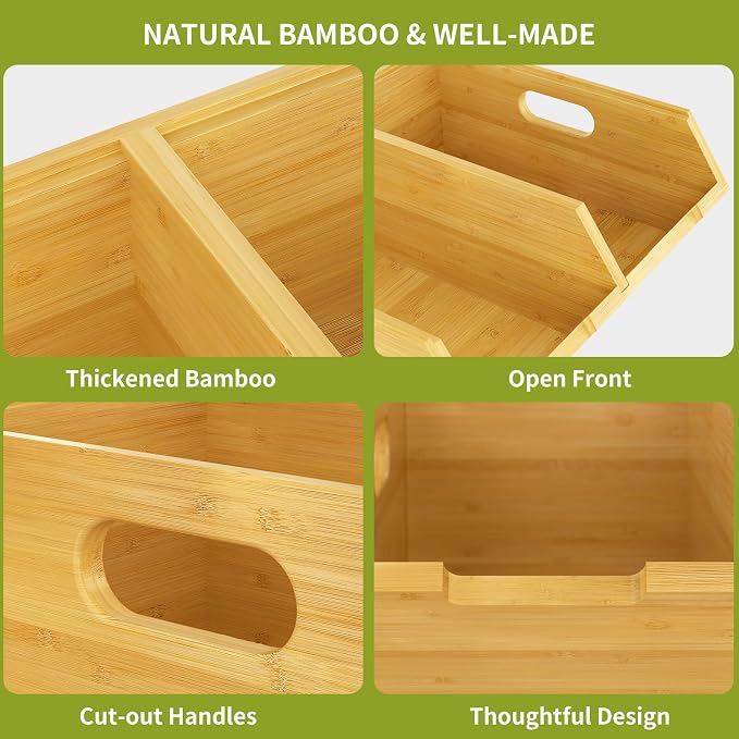 Bamboo Pantry Storage Bins Set, Potato and Onion Storage Bin for Countertop | Open Front Storage Bins, Large Capacity, Stackable Design, Cut-out Handles, FSC-certified Bamboo, No Assembly - Image 6