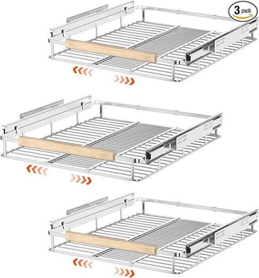 SANNO Pull Out Cabinet Organizer, Sliding Shelf, Pots and Pans Organizer, Expandable Shelf Drawer, Width 12.118.4" by SANNO
