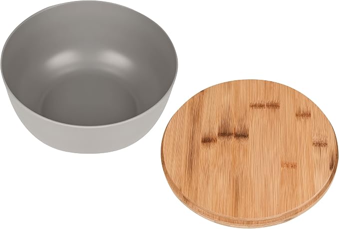 LOVYANXUE Bamboo Fiber Salad Bowl with Servers Set Large 9.8inches Nature Bamboo Mixing Bowl with Servers with Lid Spoon and Fork for Fruits,Salads and Vegetables - Image 3