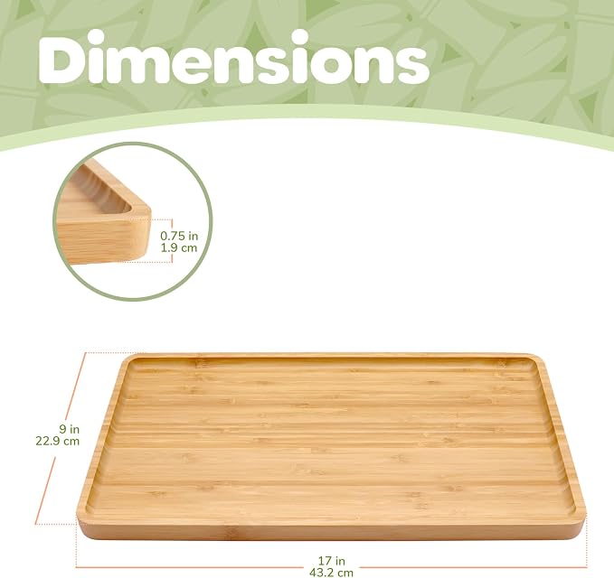 Bamboo Serving Tray - 17" x 9" x 0.75" - Vertical Grain Carbonized Brown - 3 Trays - Image 4