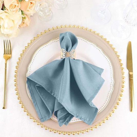 Efavormart Premium Cloth Napkins Set of 50, 17x17 Inch Dusty Blue Violet Seamless Dinner Napkins, Washable Linen Table Napkin Cloth with Hemmed Edges for Weddings, Party and Banquet by efavormart