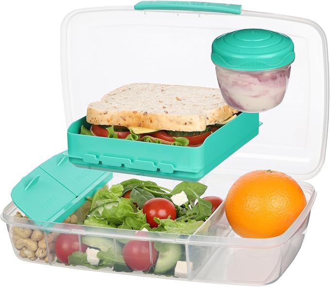 Sistema To Go 1.76L (3-Pack) Bento Box Food Storage Containers, School Lunch Boxes with Removable Dividers & Snack Pot, Freezer, Microwave, & Dishwasher-Safe, Assorted Colors, BPA-Free - Image 4