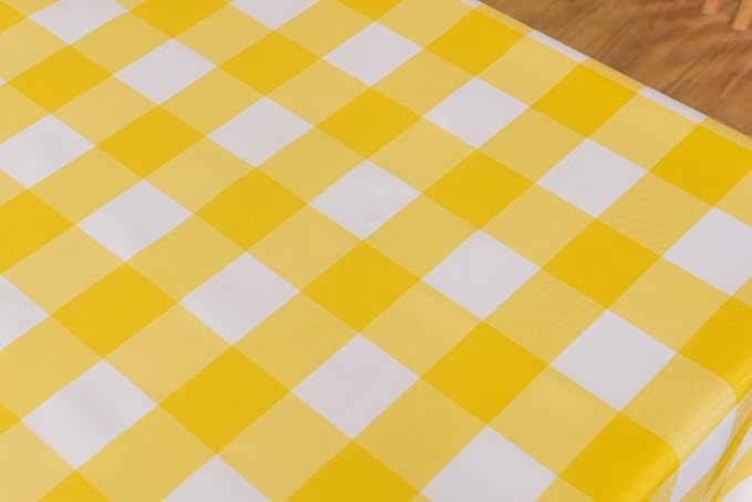 Cupuamon 2 Pack Waterproof Polyester Fabic Square Checkered Tablecloth，54x54 Outdoor Table Cloth，Oil Stain Prevention Table Cloth for Pinics and Parties（Yellow and White） - Image 7