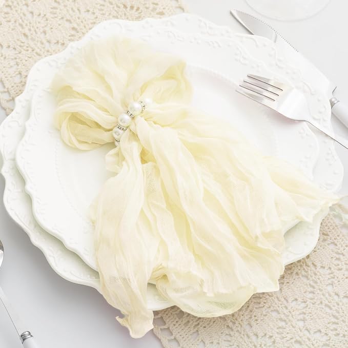 Beige 100 Pack Cheesecloth Napkins Washable 21x21 Inches Beige Cloth Napkins Set of 100 Dinner Table Napkins for Wedding Summer Bridal Baby Shower Rustic Boho Cotton Gauze Party Table Decor - Image 6