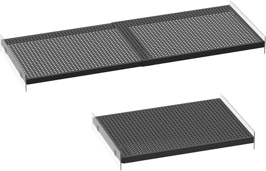 Closet Shelf Expandable-Large Metal Storage Rack DIY Divider Separator for Cabinet Wardrobe Cupboard Pantry Kitchen Bathroom (Perforated,Black, W: 11.81" x L: 17" to 31") by SlimmKISS