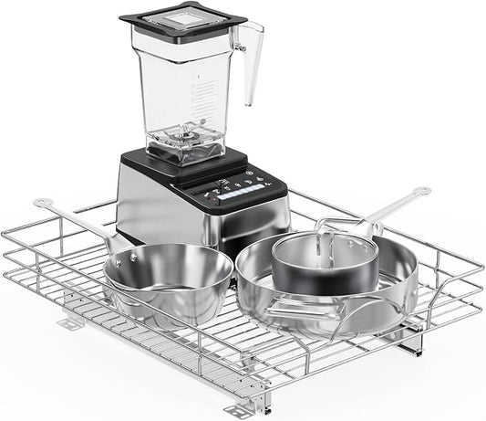 ROOMTEC Pull Out Cabinet Organizer - 17" W x 21" D, Slide Out Kitchen Cabinet Storage Shelves, Fits 18.5" Opening by ROOMTEC