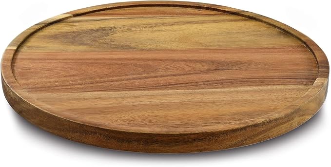 11" Acacia Wood Lazy Susan Organizer Kitchen Turntable for Cabinet Pantry Table Organization by AUAM
