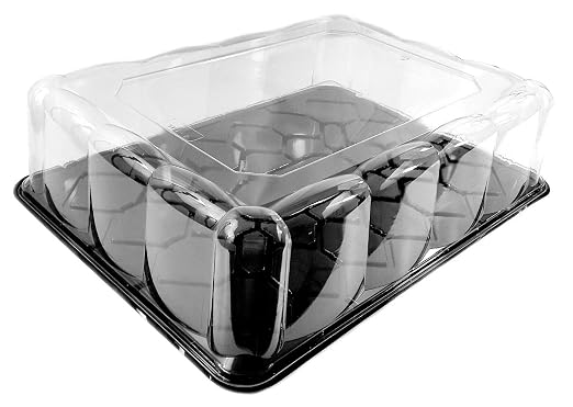 D&W Fine Pack G95 Black 1/2 Half Size Sheet Display Cake Tray w/Clear High Dome Lid (Pack of 5 Sets) by Unknown